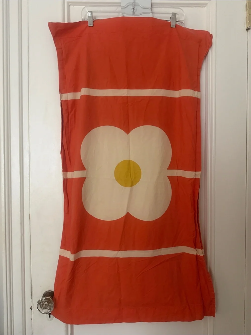 Orla Kiely Coral, White & Olive Graphic Flower King Duvet Cover and Two Shams